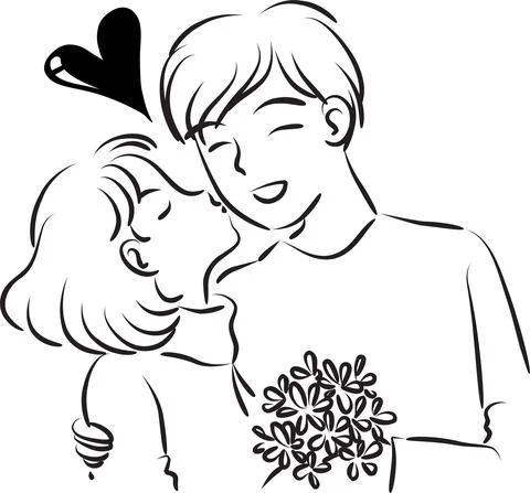 Vector comic boy and girl fall in love Stock Illustration