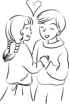 Vector comic boy and girl fall in love Stock Illustration