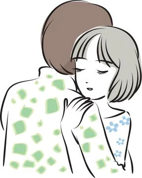 Vector comic boy and girl hug and cry Illustrazione stock
