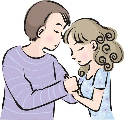 Vector comic boy and girl fall in love Stock Illustration
