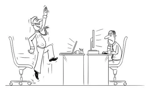 Vector Comic Cartoon of Businessman or Office Worker Celebrating Success Stock Illustration