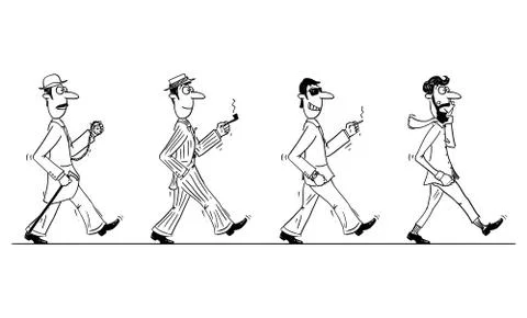 Vector Comic Cartoon of Evolution of Male Businessman Fashion and Clothing Stock Illustration