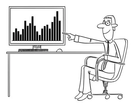 Vector Comic Cartoon of Man or Businessman Sitting on Office Chair and Pointing Illustrazione stock