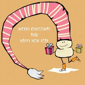 Vector comic cartoon merry christmas illustration Stock Illustration