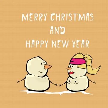 Vector comic cartoon merry christmas illustration Stock Illustration
