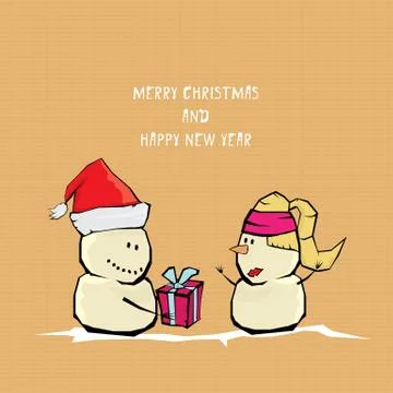 Vector comic cartoon merry christmas illustration Stock Illustration