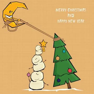Vector comic cartoon merry christmas illustration Stock Illustration