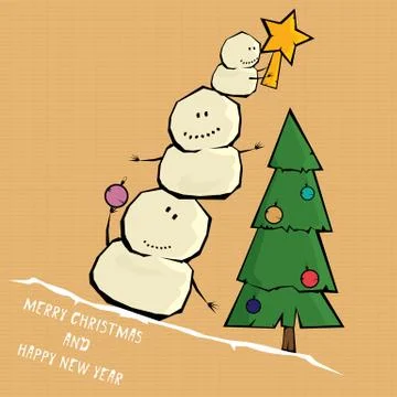 Vector comic cartoon merry christmas illustration Stock Illustration
