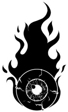 Vector comic illustration of horror Halloween eyeball black silhouette Stock Illustration