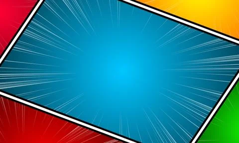 Vector comic panels in various colors and angles, comic images, drawing pan.. Stock Illustration