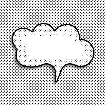 Vector comic speech bubble on polka dots black and white background. Isolated Stock Illustration