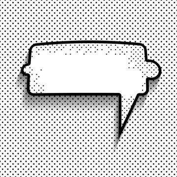 Vector comic speech bubble on polka dots black and white background. Isolated 스톡 일러스트