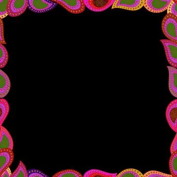 Vector. Comic style doodle frame consists of green, red and black border. Seamle Illustrazione stock