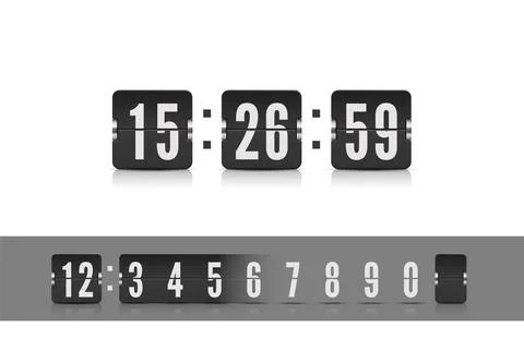 Vector coming soon web page design template with flip time counter. Scoreboard Stock Illustration