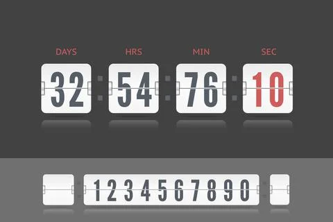 Vector coming soon web page template with flip time counter. Vector illustration Stock Illustration