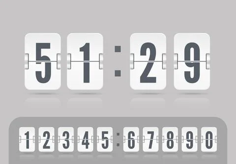 Vector coming soon web page template with flip time counter. White scoreboard Stock Illustration