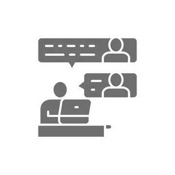 Vector communication between team members grey icon. 스톡 일러스트