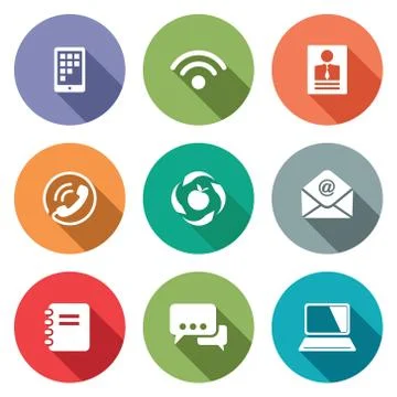 Vector communication flat icons set Stock Illustration