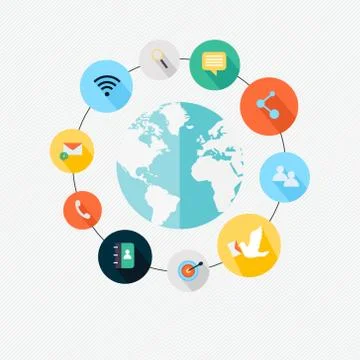 Vector communications concept - infographic design elements in flat retro sty Stockillustratie