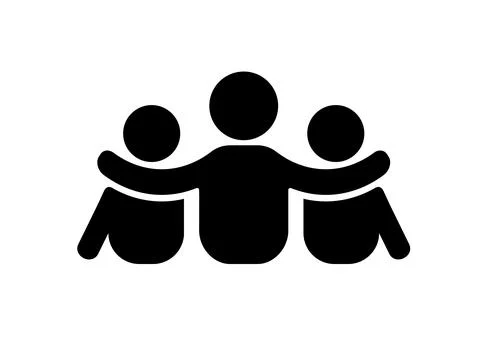 Vector community group three people help icon in flat style. Youth symbol Stock-Illustration