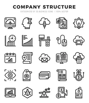 Vector Company Structure types icon set in Lineal style. vector illustration. 스톡 일러스트