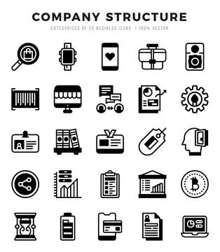 Vector Company Structure types icon set in Lineal Filled style. vector illu.. 스톡 일러스트