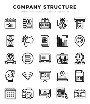 Vector Company Structure types icon set in Lineal style. vector illustration. Stock Illustration