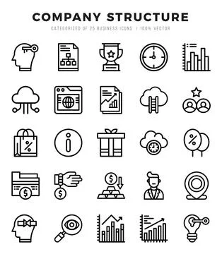 Vector Company Structure types icon set in Lineal style. vector illustration. Stock Illustration