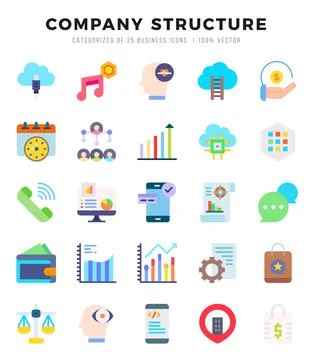Vector Company Structure types icon set in Flat style. vector illustration. Illustrazione stock