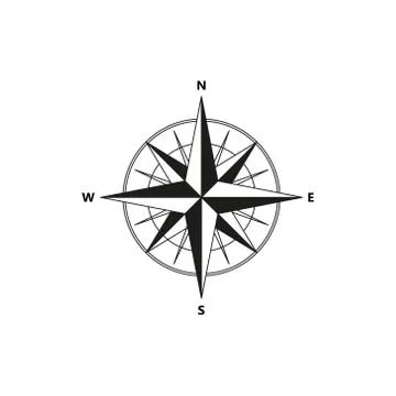 Vector compass flat icon with with North, South, East and West indicated. Nav Illustrazione stock
