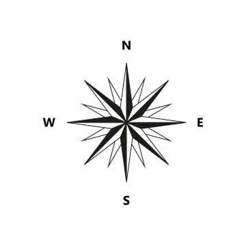 Vector compass flat icon with with North, South, East and West indicated. Nav Stock-Illustration