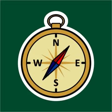 Vector Compass. Gold Vintage Compass Sticker. Stock Illustration