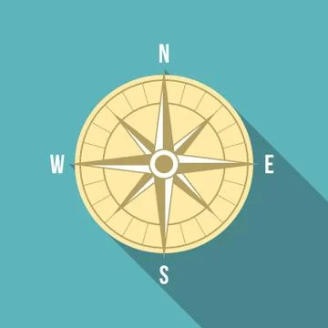 Vector compass icon, flat design Stock Illustration