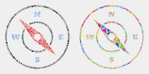 Vector Compass Mosaic Icon of Triangle Elements Stock Illustration