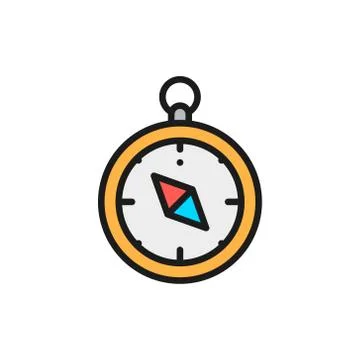 Vector compass, navigator flat color line icon. Isolated on white background Stock-Illustration