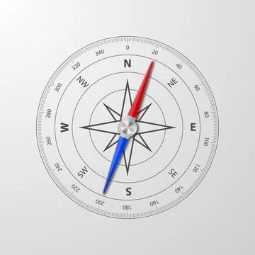 Vector Compass Realistic Icon for Navigation. Travel Compass Rose Illustration Stock Illustration