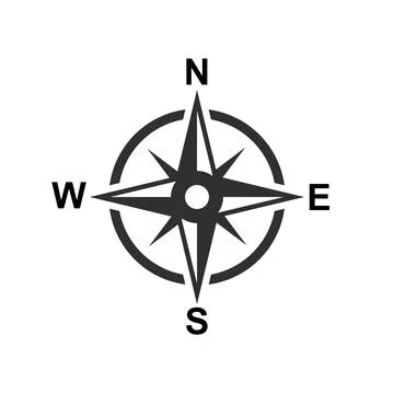 Vector compass rose with North, South, East and West, Isolated on white backg Stock Illustration