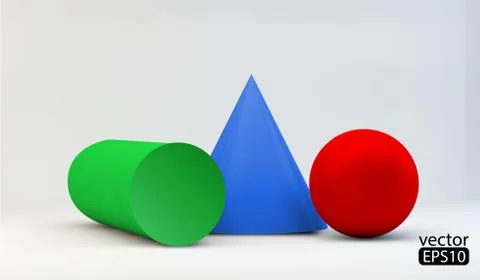 Vector composition of 3d geometric primitives Stock Illustration