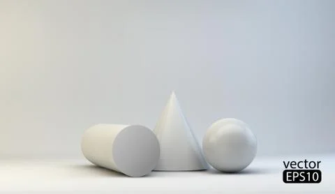 Vector composition of 3d geometric primitives Stock Illustration