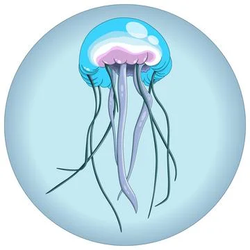 Vector composition of blue jellyfish Stock Illustration