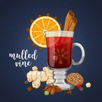 Vector composition on dark with mulled wine Stock Illustration