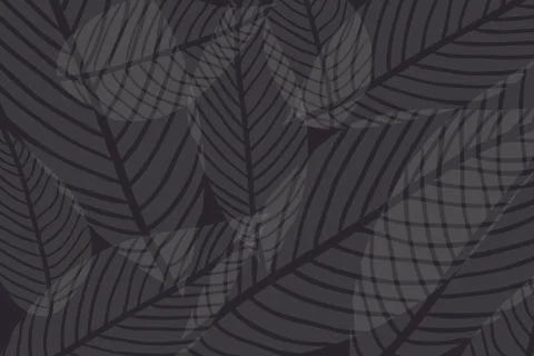 Vector composition of grey alpha transparent stylized leaves on a black backg Stock Illustration