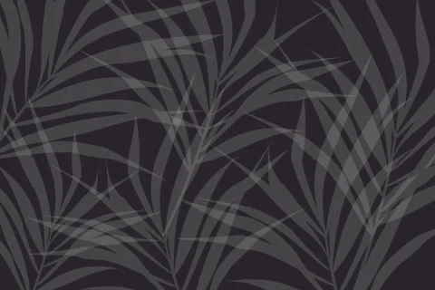 Vector composition of grey alpha transparent stylized leaves on a black backg Stock Illustration