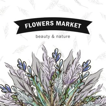 Vector composition of meadow flowers. Card, banner, frame イラスト素材