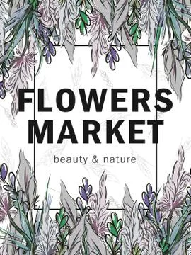 Vector composition of meadow flowers. Card, banner, frame Stock Illustration