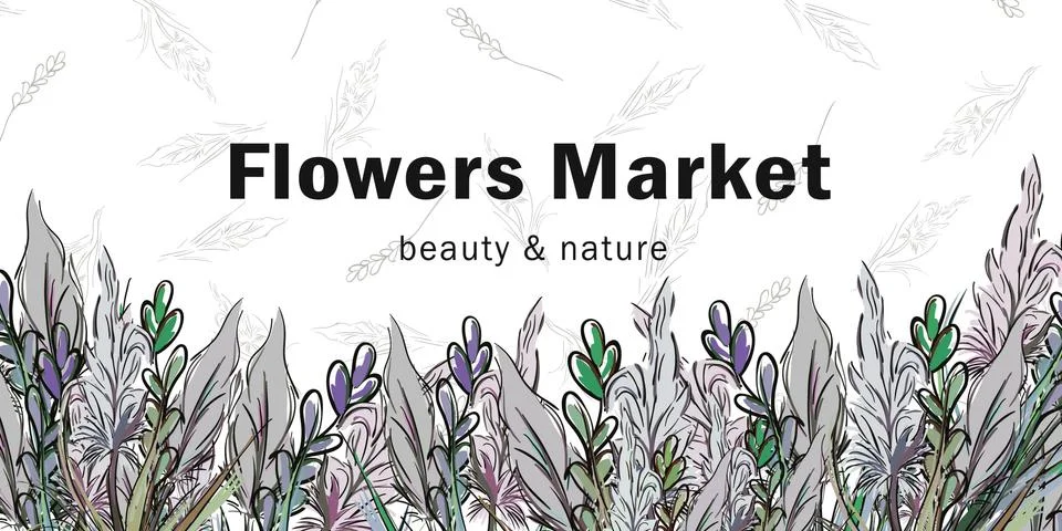Vector composition of meadow flowers. Ticket, voucher, banner, card イラスト素材