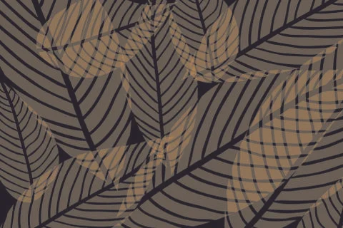 Vector composition of orange alpha transparent stylized leaves on a black bac Stock Illustration