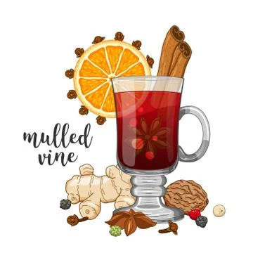 Vector composition on white with mulled wine Stock-Illustration