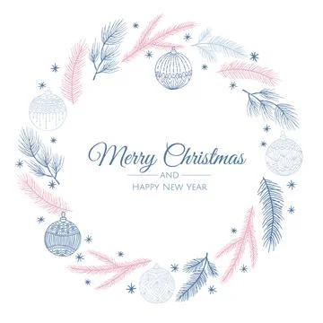 Vector composition with winter forest branches. Great for Christmas cards, party Stock Illustration