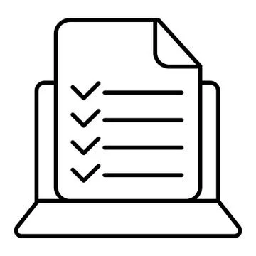 Vector computer and checklist icon. Online survey, application form with check イラスト素材